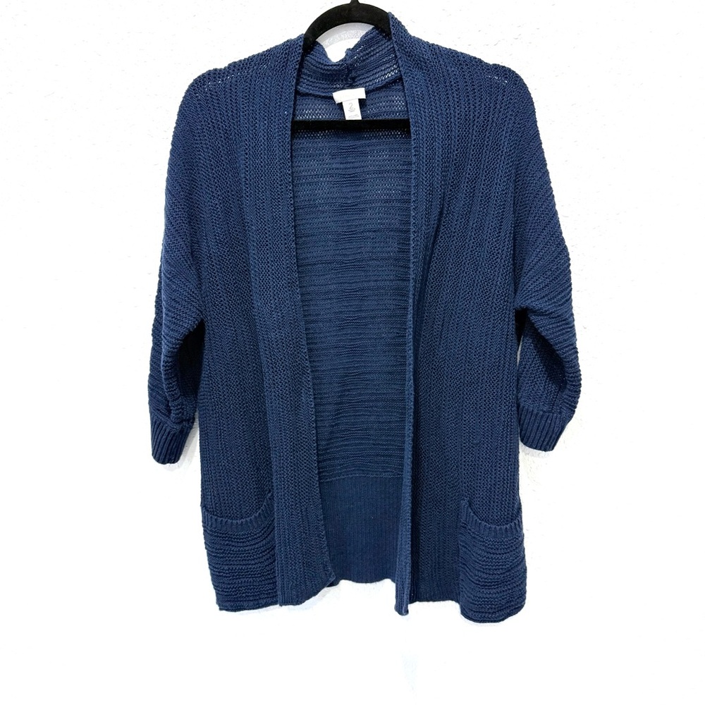 Chico's Deep Blue Open-Front‎ Cardigan L